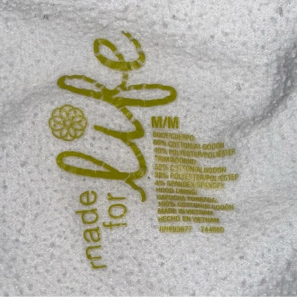 Women’s Made for Life zip up hoodie size medium white/bright pink/striped - Picture 2 of 4